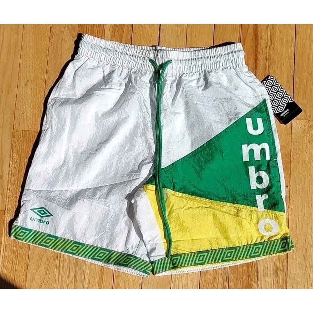 Men's Umbro Premier Soccer Shorts White/Jelly Bean Retro Nylon - Small NWT